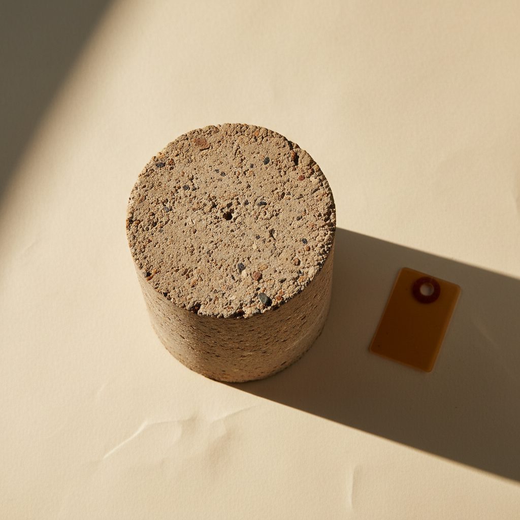 Concrete test cylinder ready for compression testing